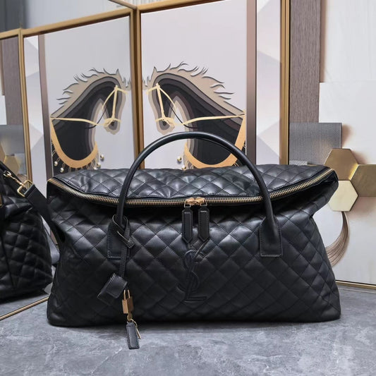 Black Quilted Duffel Bag