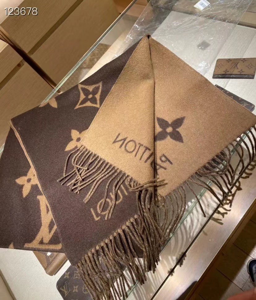 Designer Oversized Brown Logo Scarf