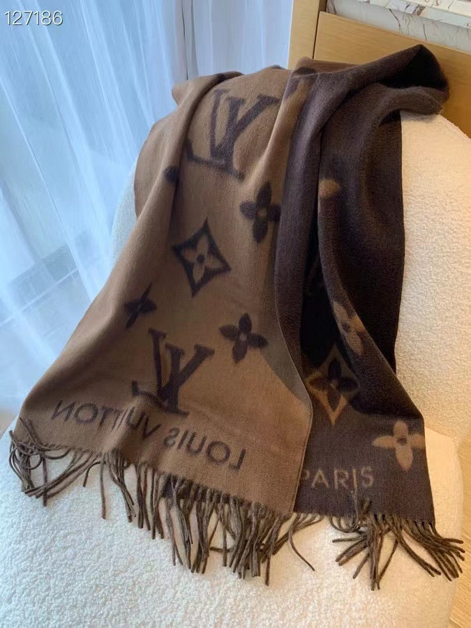 Designer Oversized Brown Logo Scarf