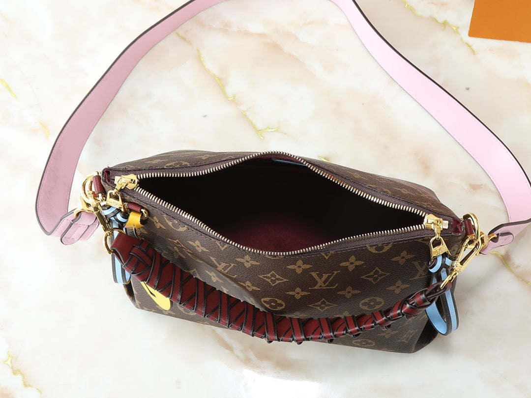 Braided Handle Leather Handbag