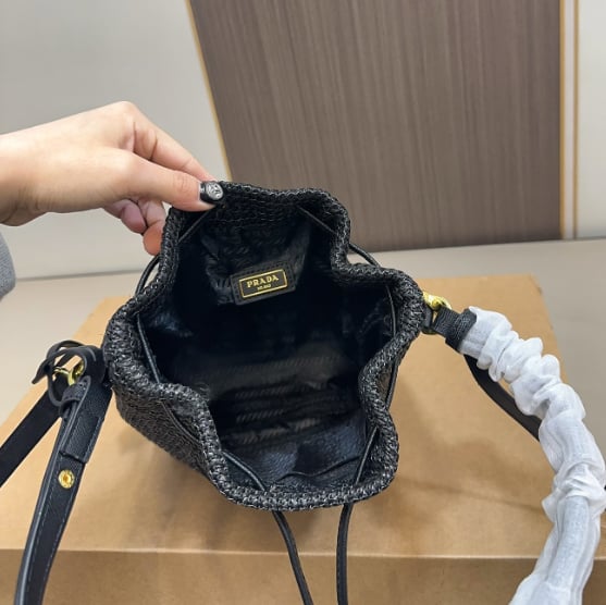 Designer Straw Bucket Bag
