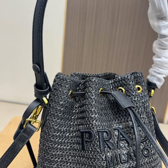 Designer Straw Bucket Bag