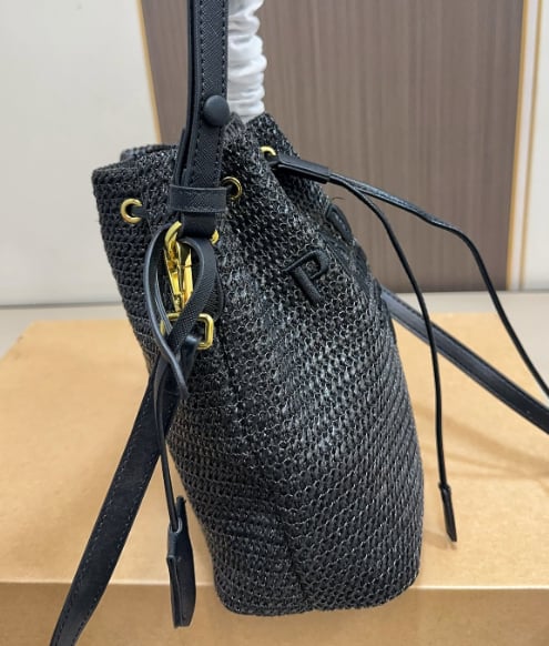 Designer Straw Bucket Bag