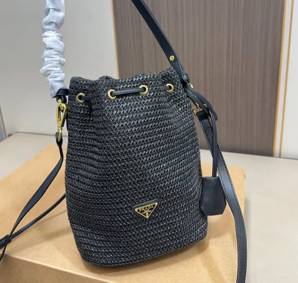 Designer Straw Bucket Bag