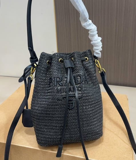 Designer Straw Bucket Bag