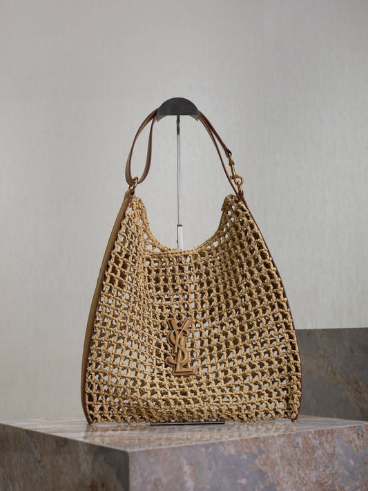 Designer Straw Bag w/leather strap