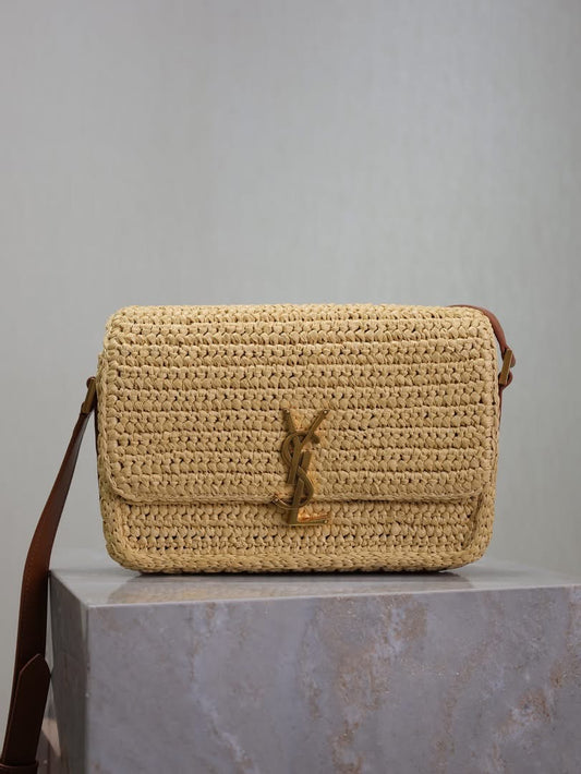 Designer Straw Flap Bag