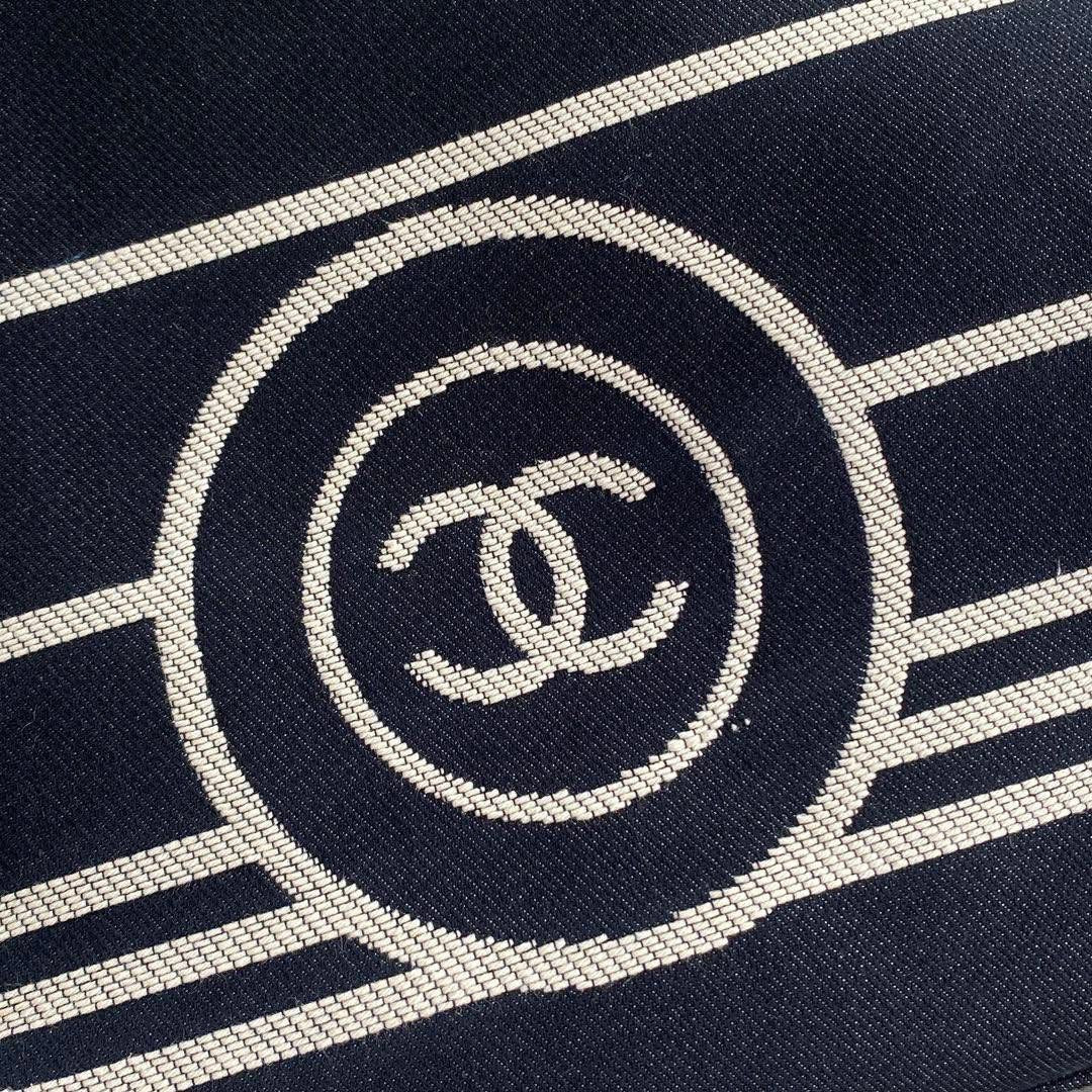 Navy Blue and White Striped Summer Bag