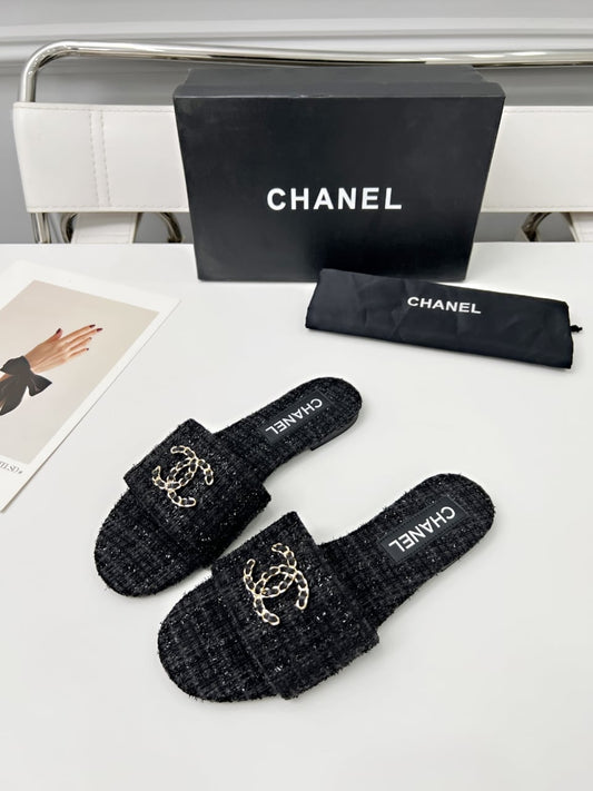 Designer Woven Slides - Black