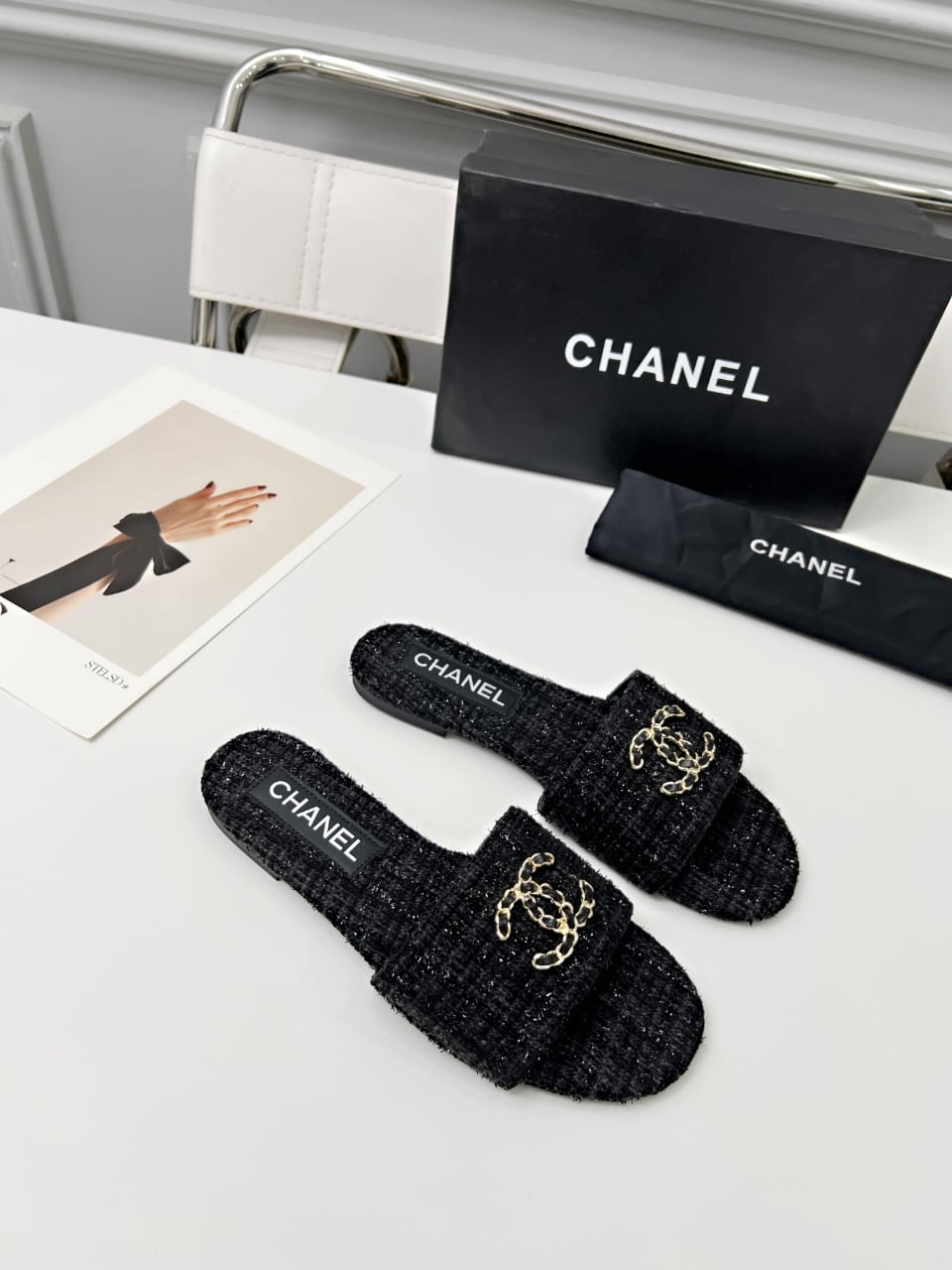 Designer Woven Slides - Black